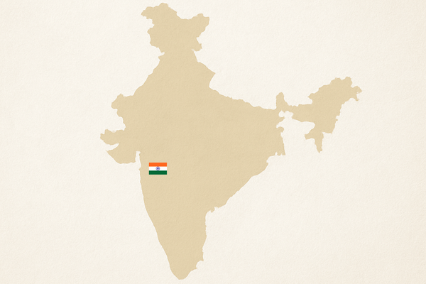 Landkarte von Indien mit Länderflagge.